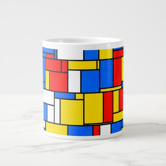 Mondrian Inspiriert Style Red Blue Yellow Pattern Jumbo-Tasse (Vorderseite)