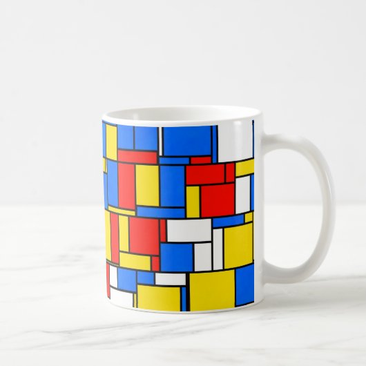 Mondrian Inspiriert Style Red Blue Yellow Pattern Kaffeetasse (Rechts)