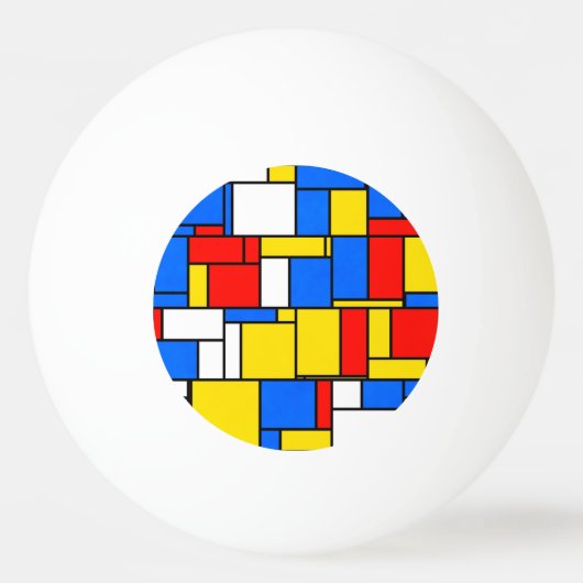 Mondrian Inspiriert Style Red Blue Yellow Pattern Tischtennisball (Rückseite)