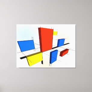 Mondrian inspirierte 3D Leinwanddruck