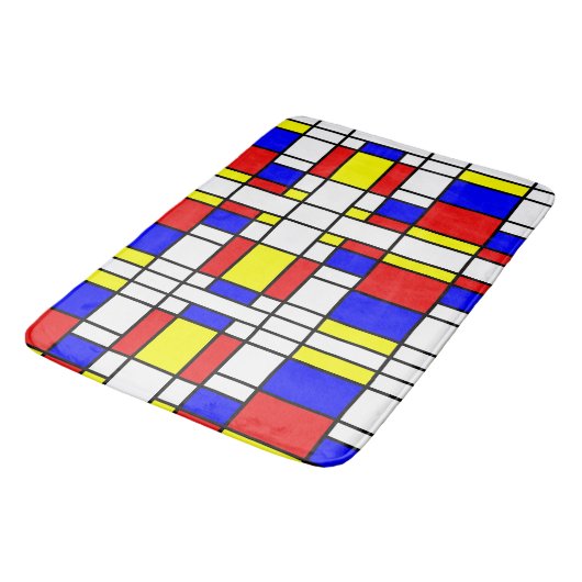Mondrian inspirierte badematte (Schrägansicht)