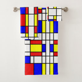 Mondrian inspirierte badhandtuch set