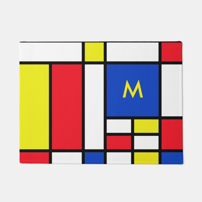 Mondrian inspirierte geometrischer fußmatte (Vorderseite)