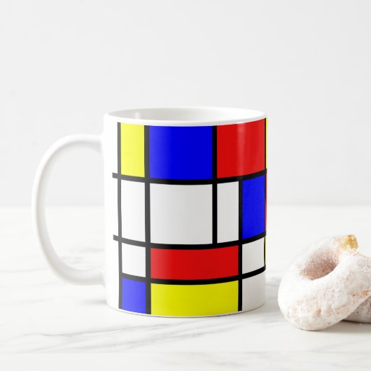 Mondrian inspirierte kaffeetasse (Mit Donut)