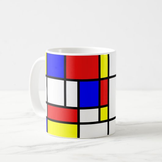 Mondrian inspirierte kaffeetasse (Vorderseite Links)