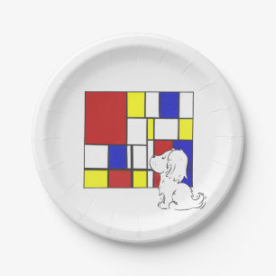 Mondrian inspirierte Kamille Pappteller
