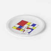 Mondrian inspirierte Kamille Pappteller (Schrägansicht)