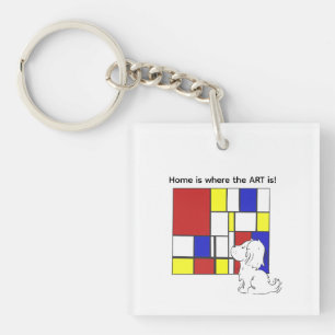 Mondrian-Inspirierte Kamille Schlüsselanhänger