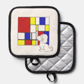 Mondrian inspirierte Kamille Topflappen (Vorderseite/Rückseite)