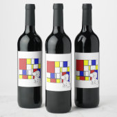 Mondrian inspirierte Kamille Weinetikett (Flaschen)
