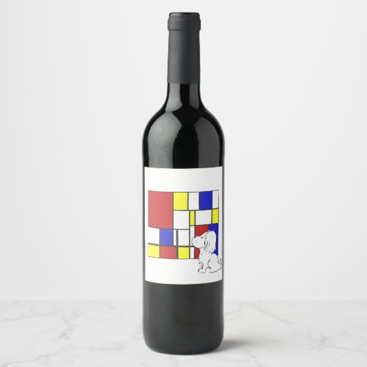 Mondrian inspirierte Kamille Weinetikett (Vorderseite)
