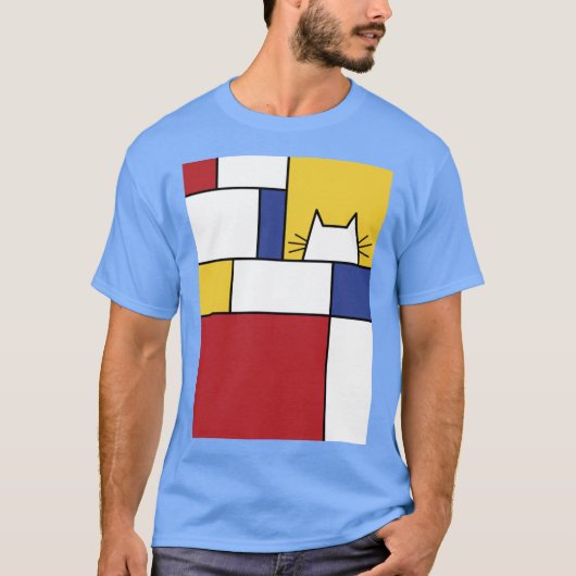 Mondrian Katze Junge Mädchen Retro T-Shirt (Vorderseite)