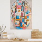 Mondrian-Komposition in Oval mit farbigen Flugzeug Poster (Küche)