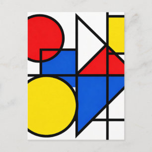 Mondrian-Komposition in Primärfarben Postkarte