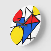 Mondrian-Komposition in Primärfarben Runde Wanduhr (Winkel)
