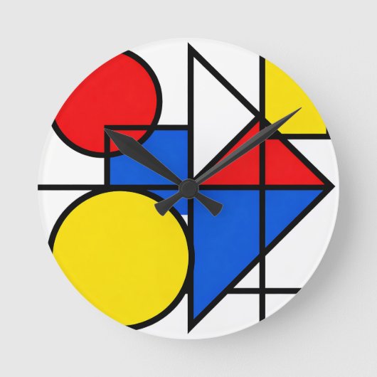 Mondrian-Komposition in Primärfarben Runde Wanduhr (Vorderseite)