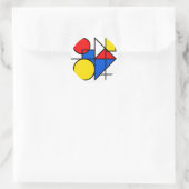 Mondrian-Komposition in Primärfarben Runder Aufkleber (Tasche)