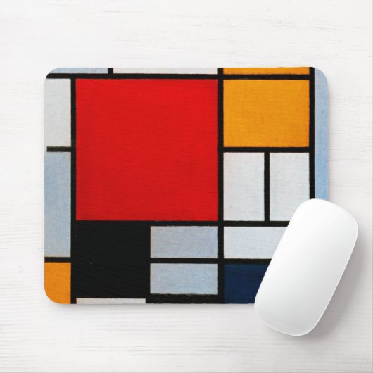 Mondrian - Komposition mit großem rotem Flugzeug Mousepad (Mit Mouse)