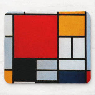 Mondrian - Komposition mit großem rotem Flugzeug Mousepad