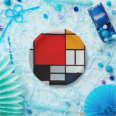 Mondrian - Komposition mit großem rotem Flugzeug Pappteller (Party)