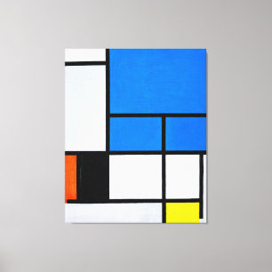 MONDRIAN - KOMPOSITION MIT GROSSER BLAUER FLÄCHE 1 LEINWANDDRUCK