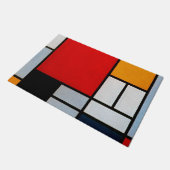Mondrian - Komposition mit großer roter Ebene Fußmatte (Schrägansicht)