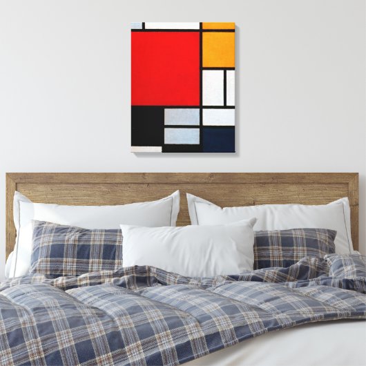 Mondrian - Komposition mit Großrot Leinwanddruck (Insitu (Schlafzimmer))