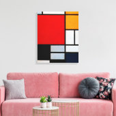 Mondrian - Komposition mit Großrot Leinwanddruck (Insitu (Wohnzimmer))