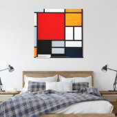 Mondrian - Komposition mit Großrot Leinwanddruck (Insitu (Schlafzimmer))