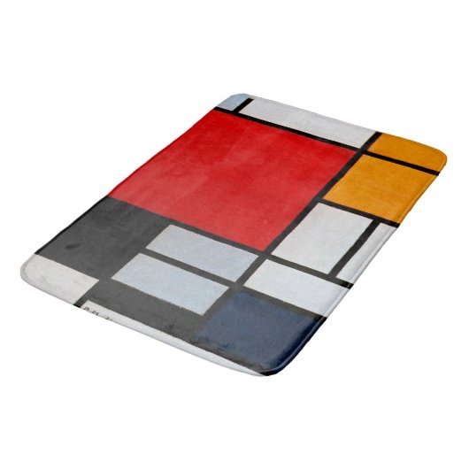 Mondrian - Komposition mit rotem Flugzeug Badematte (Schrägansicht)