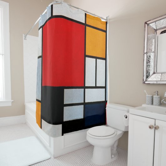 Mondrian - Komposition mit rotem Flugzeug Duschvorhang (Beispiel)