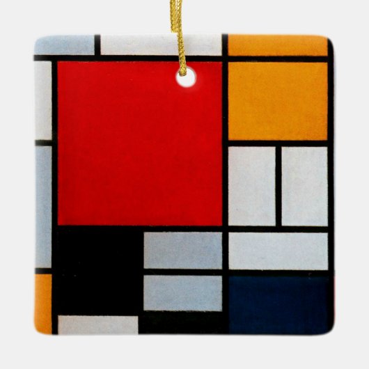 Mondrian - Komposition mit rotem Flugzeug Keramikornament (Vorderseite)