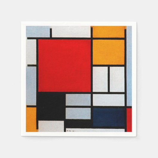 Mondrian - Komposition mit rotem Flugzeug Serviette (Vorderseite)
