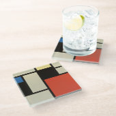 Mondrian Komposition Moderne Abstrakte Malerei Art Glasuntersetzer (Schrägansicht)