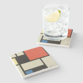 Mondrian Komposition Moderne Abstrakte Malerei Art Steinuntersetzer (Seitenansicht)