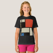 Mondrian Komposition Moderne Abstrakte Schwarze Ki T-Shirt (Vorne ganz)