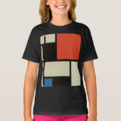 Mondrian Komposition Moderne Abstrakte Schwarze Ki T-Shirt (Vorderseite)