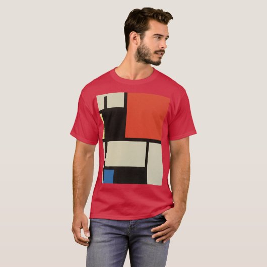 Mondrian-Komposition Moderner Abstrakter Kardinal T-Shirt (Vorne ganz)