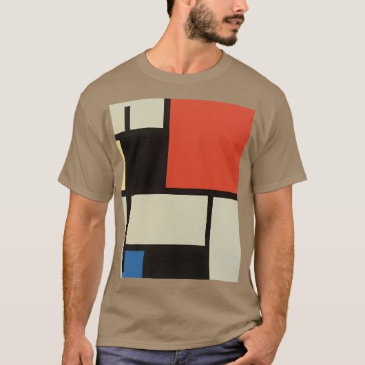 Mondrian-Komposition Moderner Abstrakter Kieselste T-Shirt (Vorderseite)