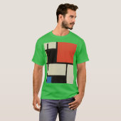 Mondrian Komposition Modernes Abstraktes Grün T-Shirt (Vorne ganz)