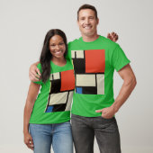 Mondrian Komposition Modernes Abstraktes Grün T-Shirt (Unisex)