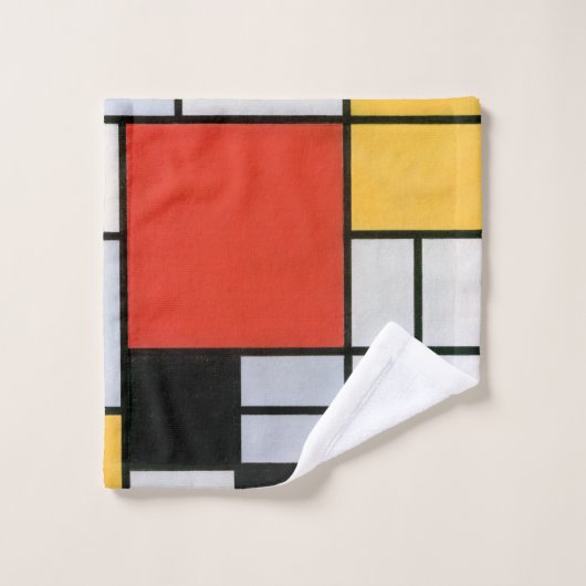 Mondrian Komposition Red Yellow Blue Black Badhandtuch Set (Waschlappen)