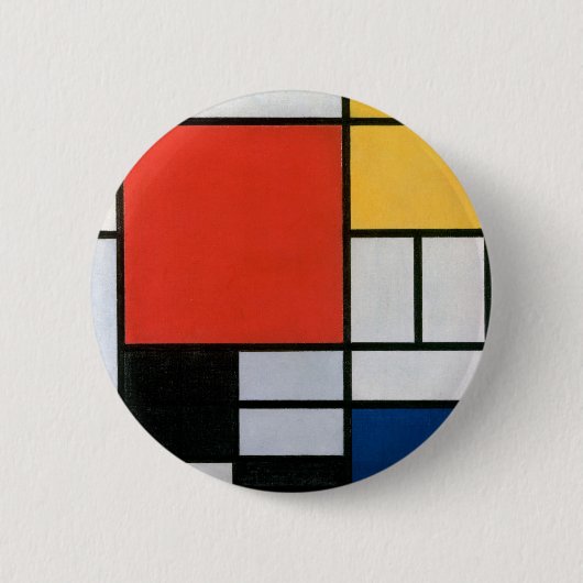 Mondrian Komposition Red Yellow Blue Black Button (Vorderseite)