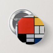 Mondrian Komposition Red Yellow Blue Black Button (Vorne & Hinten)