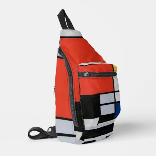 Mondrian Komposition Red Yellow Blue Black Crossbody Bag (Linke Seite)