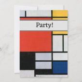 Mondrian Komposition Red Yellow Blue Black Einladung (Vorderseite)
