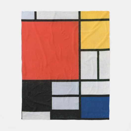 Mondrian Komposition Red Yellow Blue Black Fleecedecke (Vorderseite)