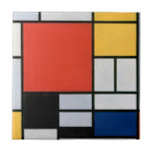 Mondrian Komposition Red Yellow Blue Black Fliese (Vorderseite)