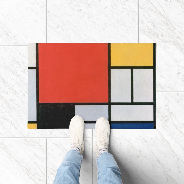 Mondrian Komposition Red Yellow Blue Black Fußmatte (Indoor)