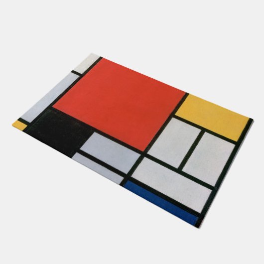 Mondrian Komposition Red Yellow Blue Black Fußmatte (Schrägansicht)